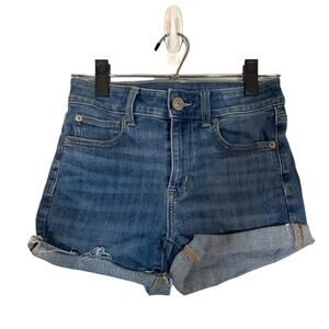 American Eagle Women’s Blue Cuffed Trim Casual Denim Jean Shorts Size 0